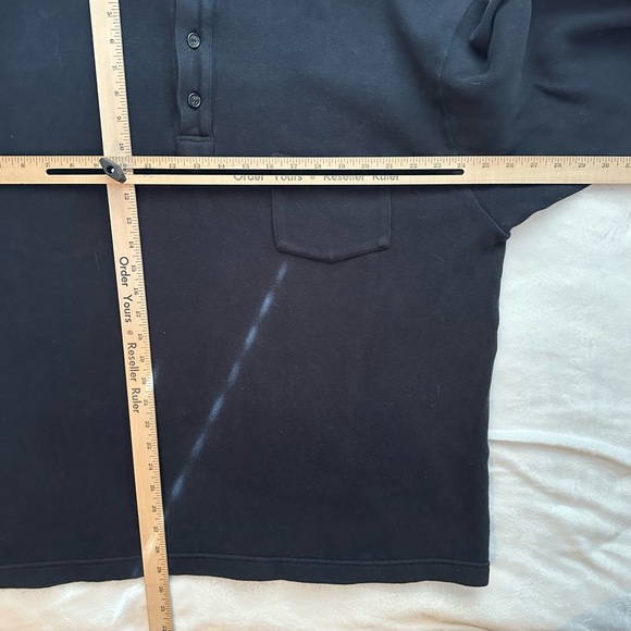 Coach Mens Soft Cotton Sweater XL Button Mock Neck Collar Navy Blue Made Italy - Picture 4 of 6